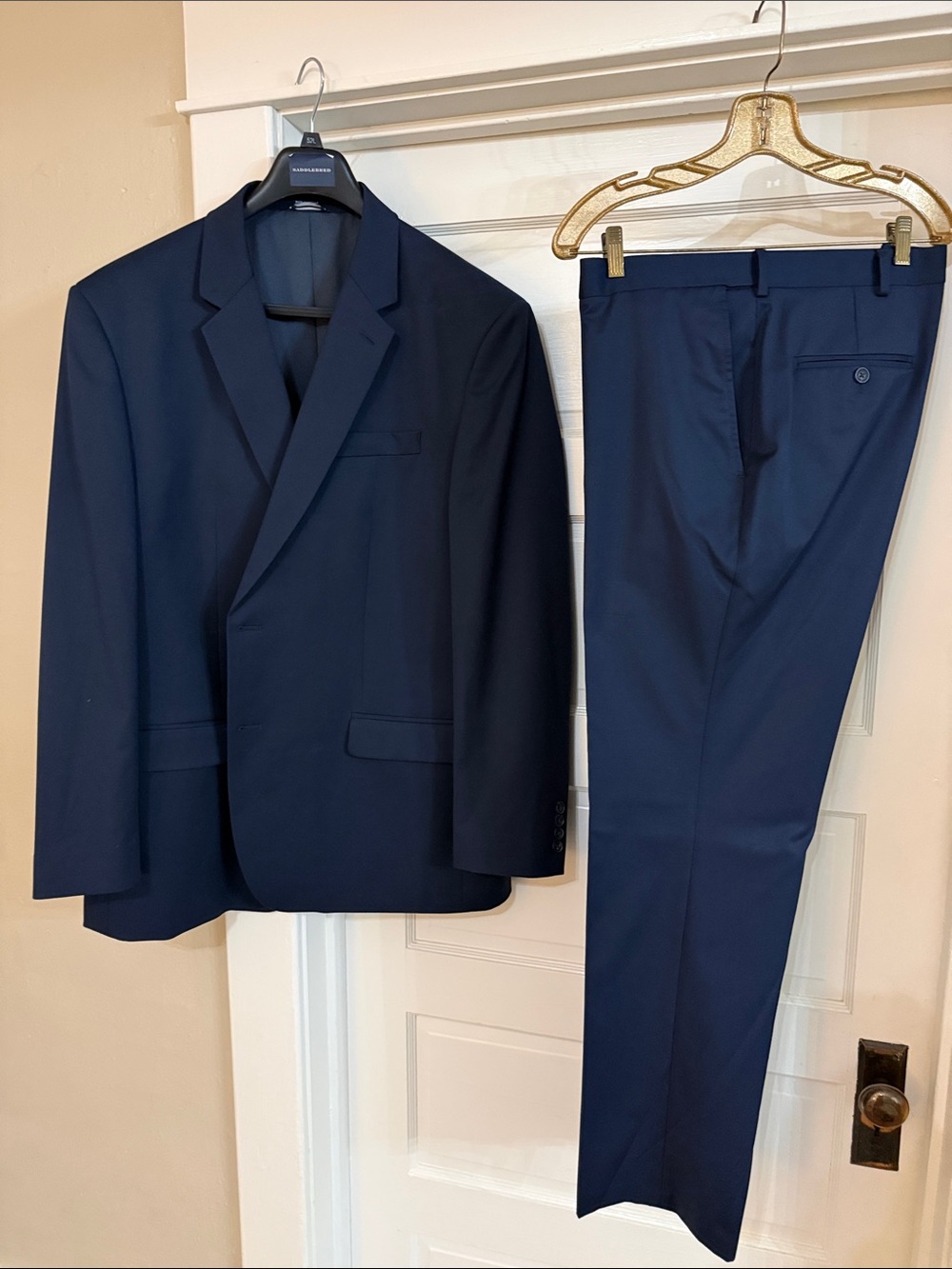 Saddlebred Men's Navy Blue Suit Jacket 50L & 42/32 Pants Worn Once Like New
